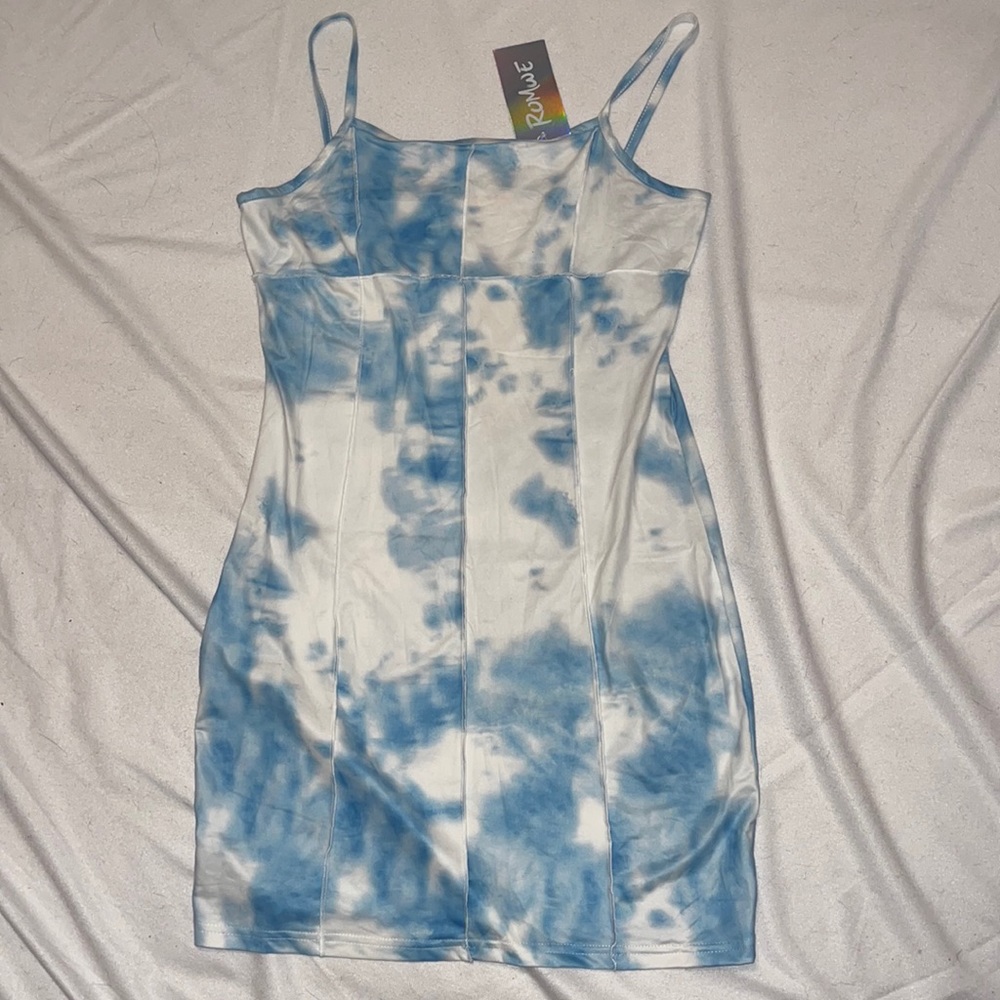 NWT blue tie dye bodycon dress